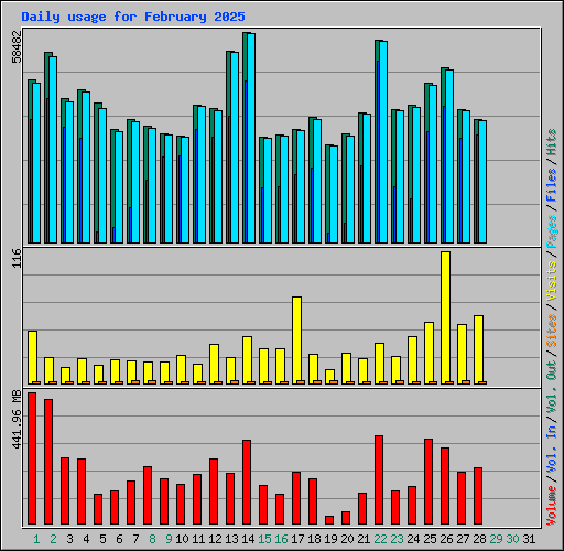 Daily usage for February 2025