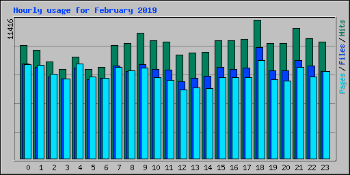 Hourly usage for February 2019