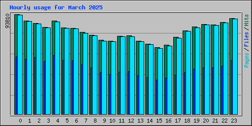 Hourly usage for March 2025