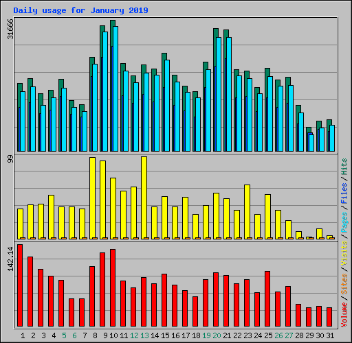 Daily usage for January 2019