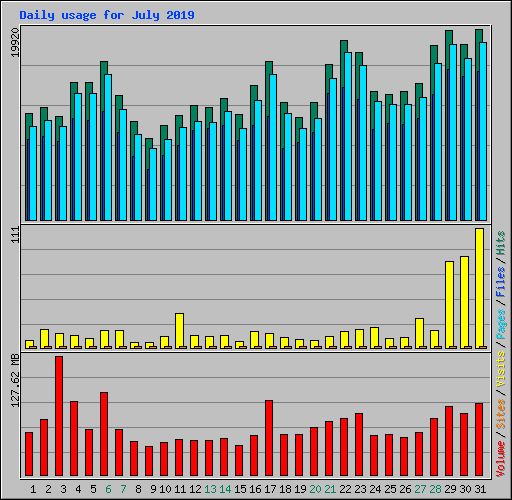Daily usage for July 2019