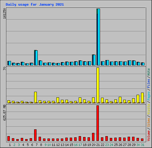 Daily usage for January 2021