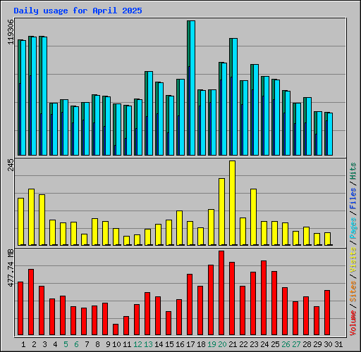 Daily usage for April 2025